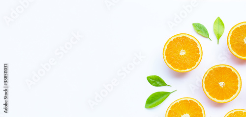 Photos High vitamin C, Juicy and sweet. Fresh orange fruit on white.