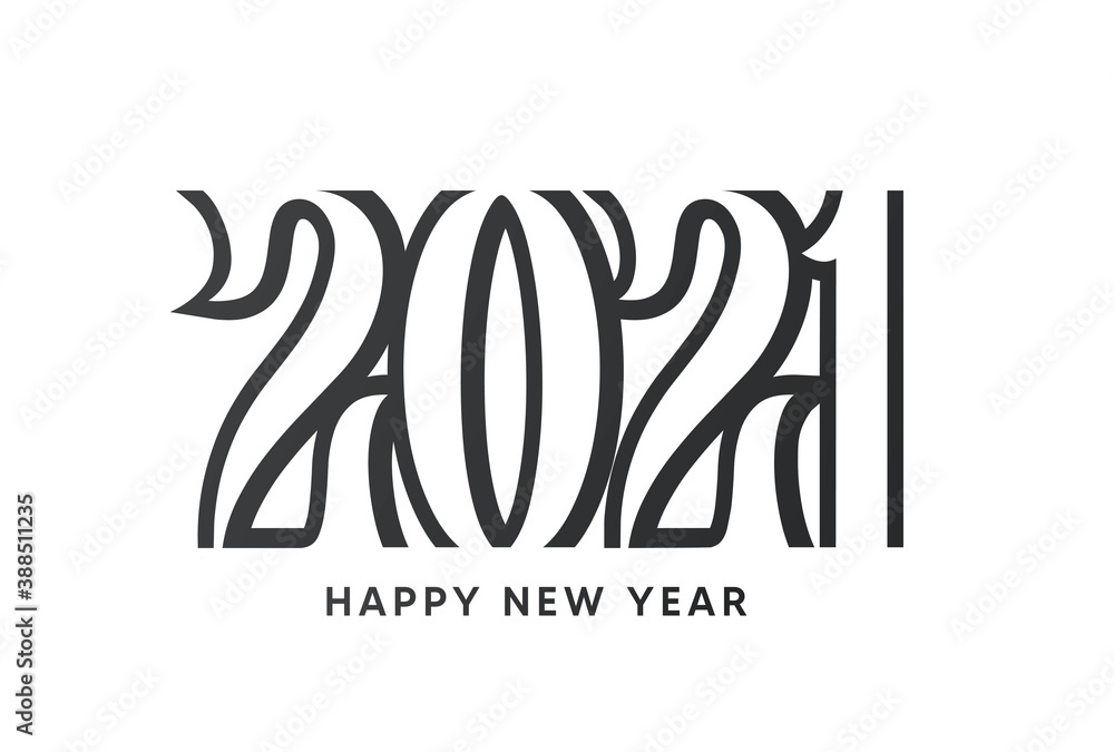 Obraz premium Happy new year 2021 logo text design 