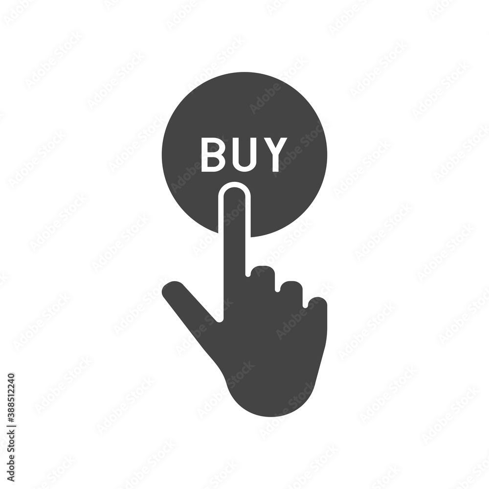 Hand clicking buy button vector icon Hand clicking buy button vector icon