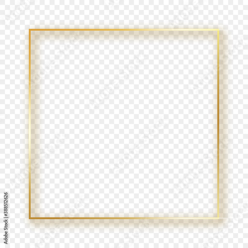 Gold glowing square frame with shadow