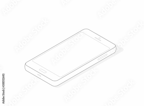 Isometric telephone isolated on white background. Blank for the designer. Isometric line art. Vector