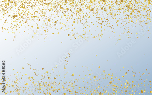 Gold Spiral Falling Vector Gray Background. Shiny 
