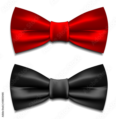 Two Bow Ties Isolated On White Background Highly Realistic Illustration.