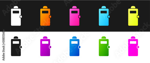Set Police assault shield icon isolated on black and white background. Vector.