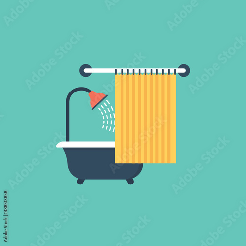 
Bathtub design icon for shower, bathing and spa
