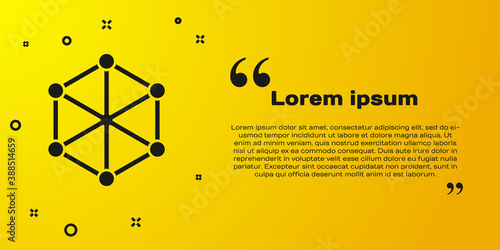 Black Blockchain technology icon isolated on yellow background. Cryptocurrency data. Abstract geometric block chain network technology business. Vector.