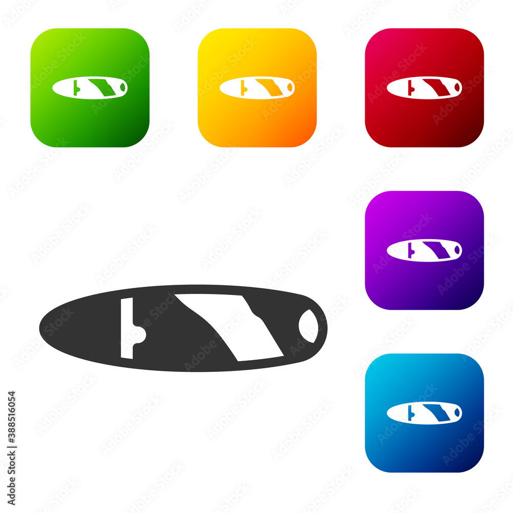 Black Cigar icon isolated on white background. Set icons in color square buttons. Vector. Black Cigar icon isolated on white background. Set icons in color square buttons. Vector.