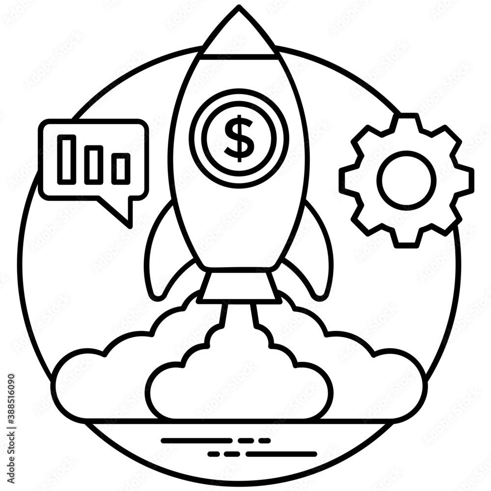 
Rocket launch with gears symbolization of startup management 
