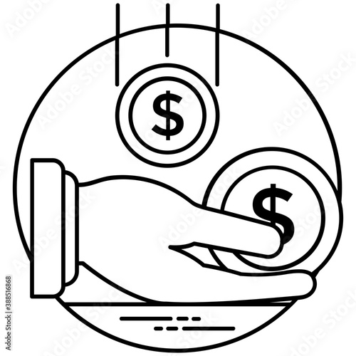 
An icn showing dollar symbols showering over, depicting funding process 
