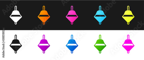 Set Whirligig toy icon isolated on black and white background. Vector.