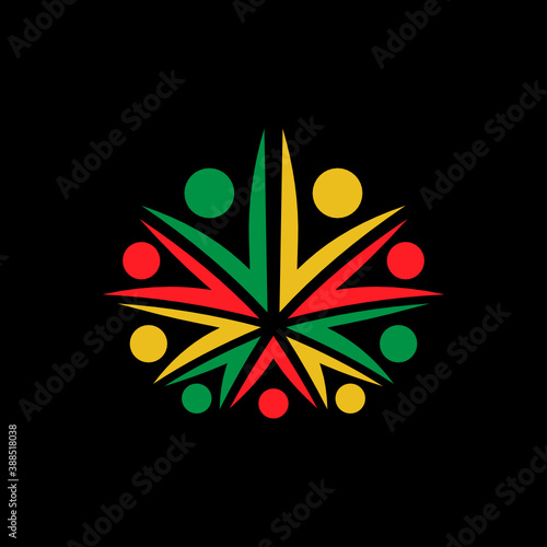 Cannabis legalization icon. Illustration of cannabis legalization icons on a black background