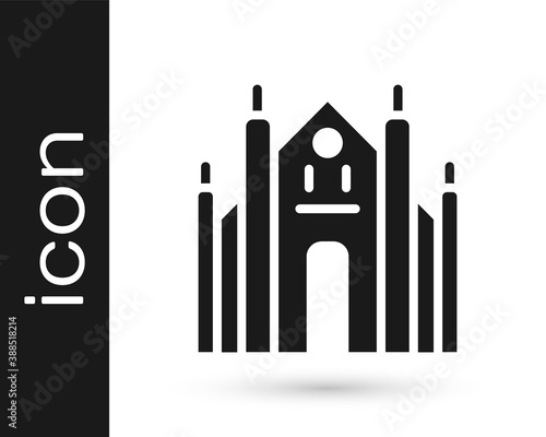 Black Milan Cathedral or Duomo di Milano icon isolated on white background. Famous landmark of Milan  Italy. Vector.