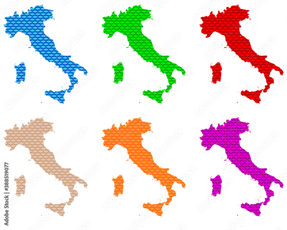 Karten von Italien auf grobem Gewebe