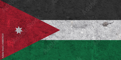 Fahne von Jordanien auf verwittertem Beton