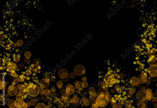 abstract  gold black background with bubbles defocus