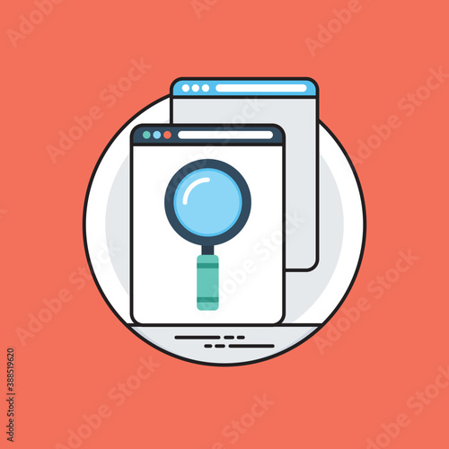 
A magnifying glass on a computer screen depicting browsing 
