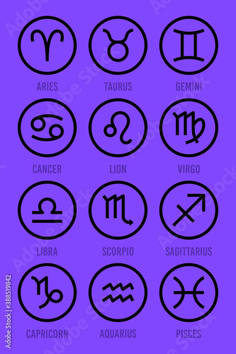 Zodiac signs. Astrological signs. Set vector icons