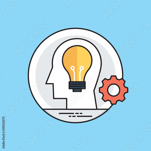 
A human brain with marked sheet and gears depicting problem solving concept 
