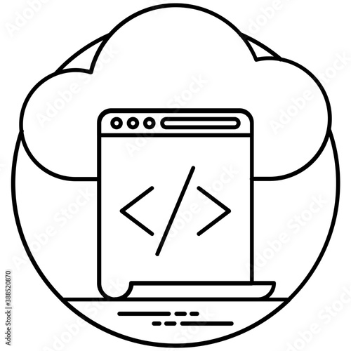 
Binary digit codes in a screen with the mage of cloud behind, clear depiction of cloud coding  
