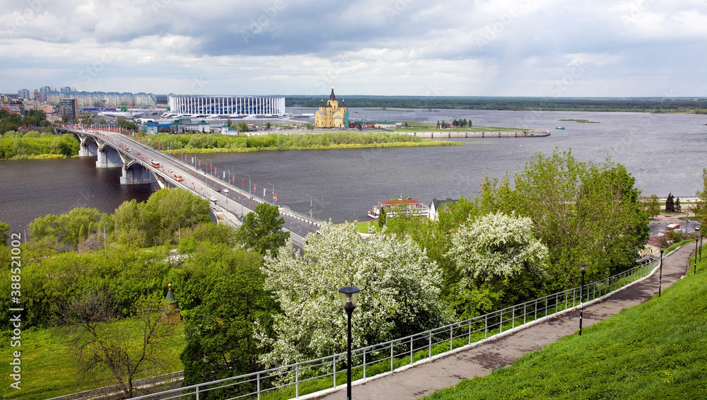Nizhny Novgorod before a storm in blooming spring trees Nizhny Novgorod before a storm in blooming spring trees