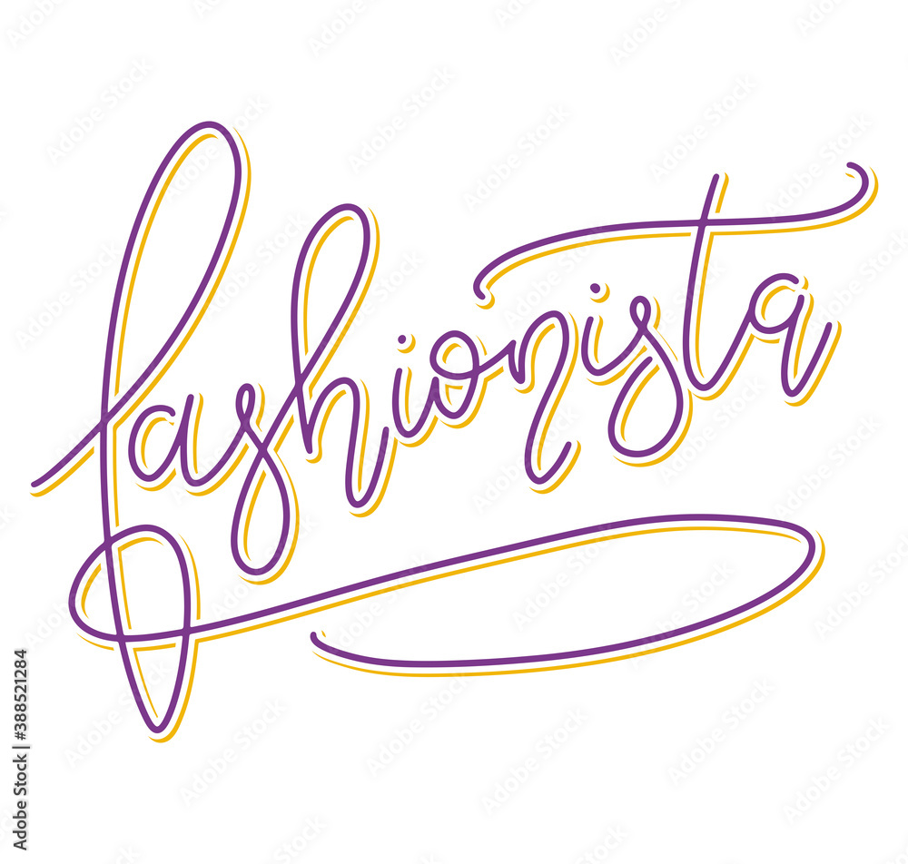 Fashion colored lettering, vector illustration isolated on white ...