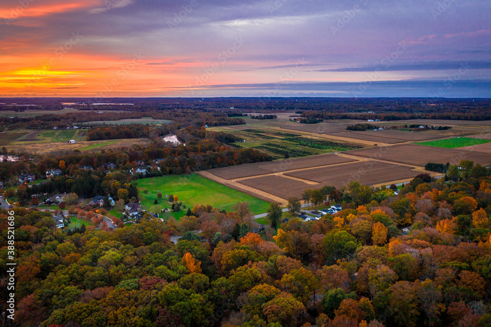 Drone Sunrise in Plainsboro Cranbury Princeton New Jersey