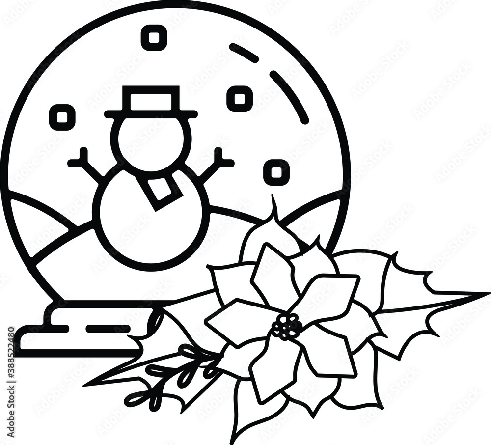 Christmas Snow Globe With Poinsettia Vector Illustration Christmas Snow Globe With Poinsettia Vector Illustration