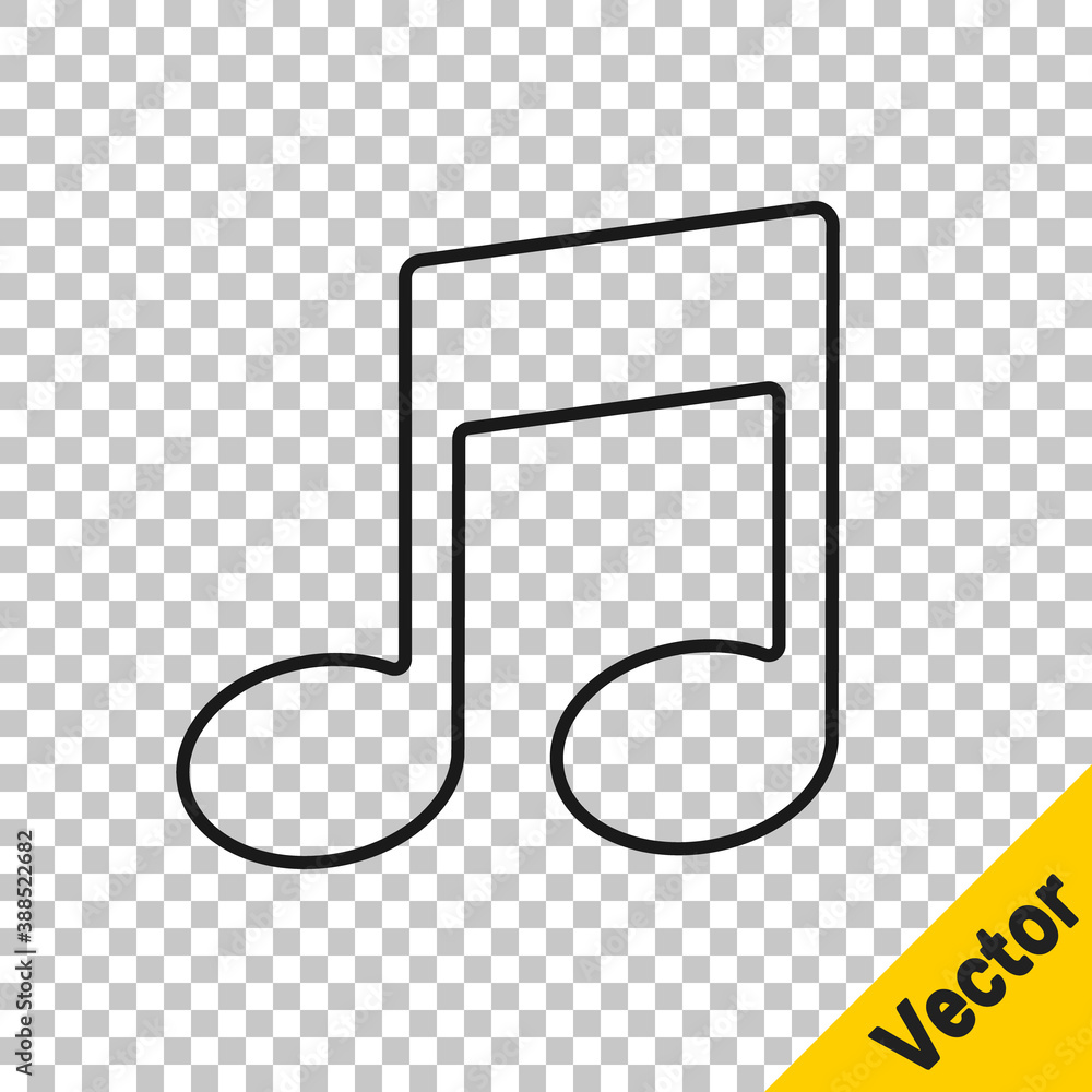 Black line Music note, tone icon isolated on transparent background. Vector Illustration. Black line Music note, tone icon isolated on transparent background. Vector Illustration.