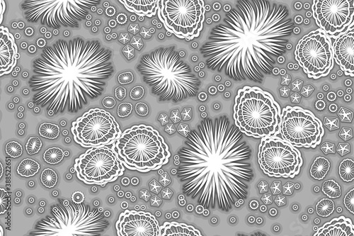 microbes, viruses and unicellular organisms under the microscope vector pattern