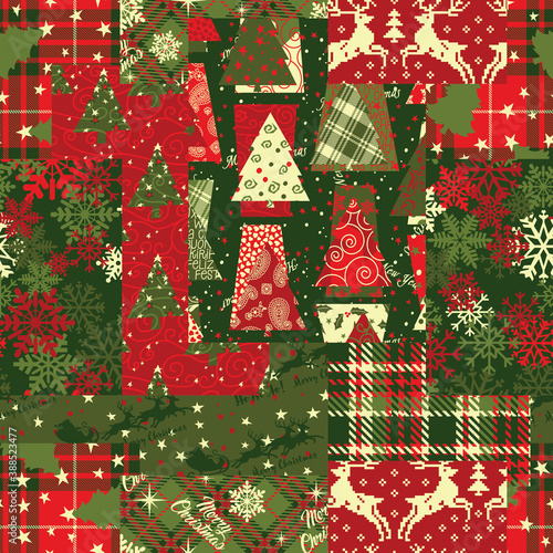 Christmas clip art elements patchwork wallpaper abstract vector seamless pattern