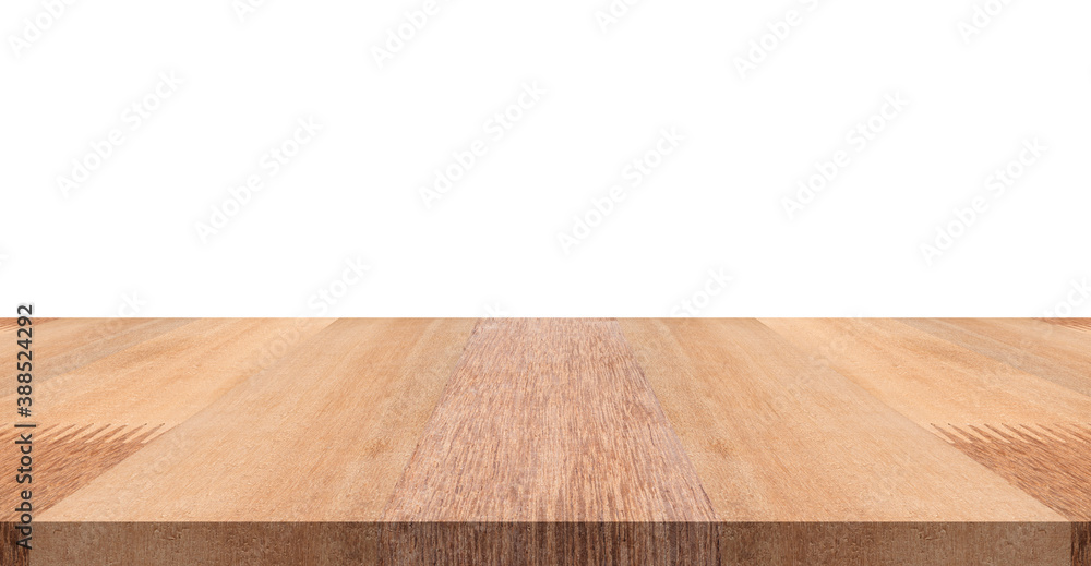 Empty wood top table on isolated white background, Included clipping path Empty wood top table on isolated white background, Included clipping path