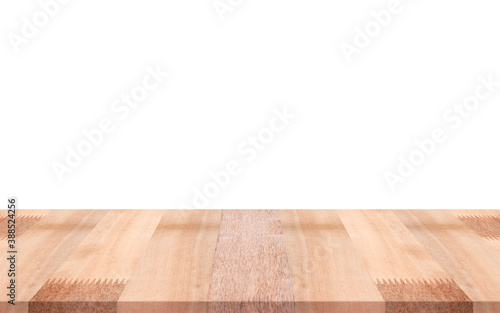 Empty wood top table on isolated white background, Included clipping path