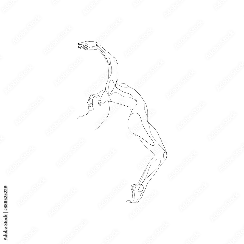 SINGLE-LINE DRAWING: Dancer 8. This hand-drawn, continuous, line illustration is part of a collection inspired by the drawings of Picasso. Each gesture sketch was created by hand.