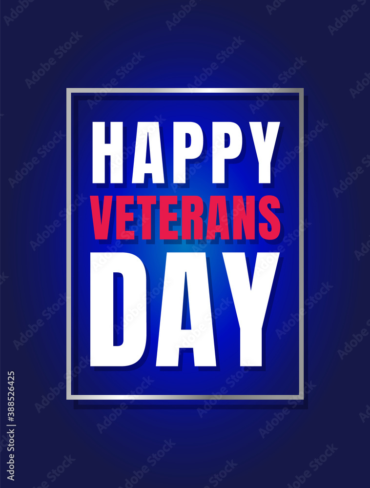 Happy Veterans Day Simple Typographic Poster With Bold Text On A Blue 