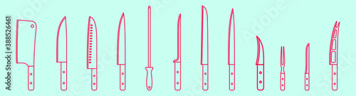 set of cleaver or knife cartoon icon design template with various models. vector illustration isolated on blue background