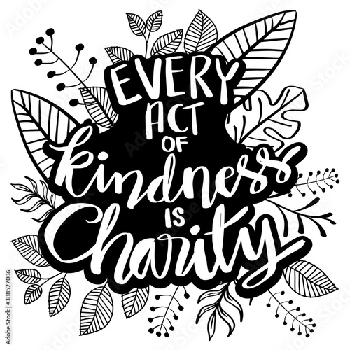 Every act kindness is charity. Prophet Muhammad. Quote typography. Islamic posters.