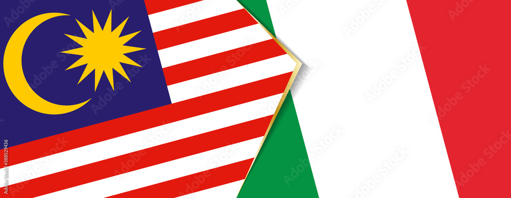 Malaysia and Italy flags, two vector flags. Malaysia and Italy flags, two vector flags.