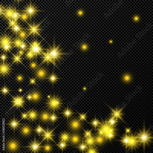 Gold backdrop with stars and dust sparkles © dniprodd