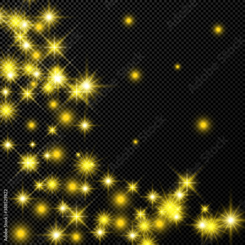 Gold backdrop with stars and dust sparkles