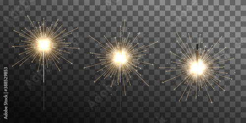 Christmas bengal lights set. Different stages of sparkler burning. Bengal light. Christmas sparkler lights, diwali firework candle.