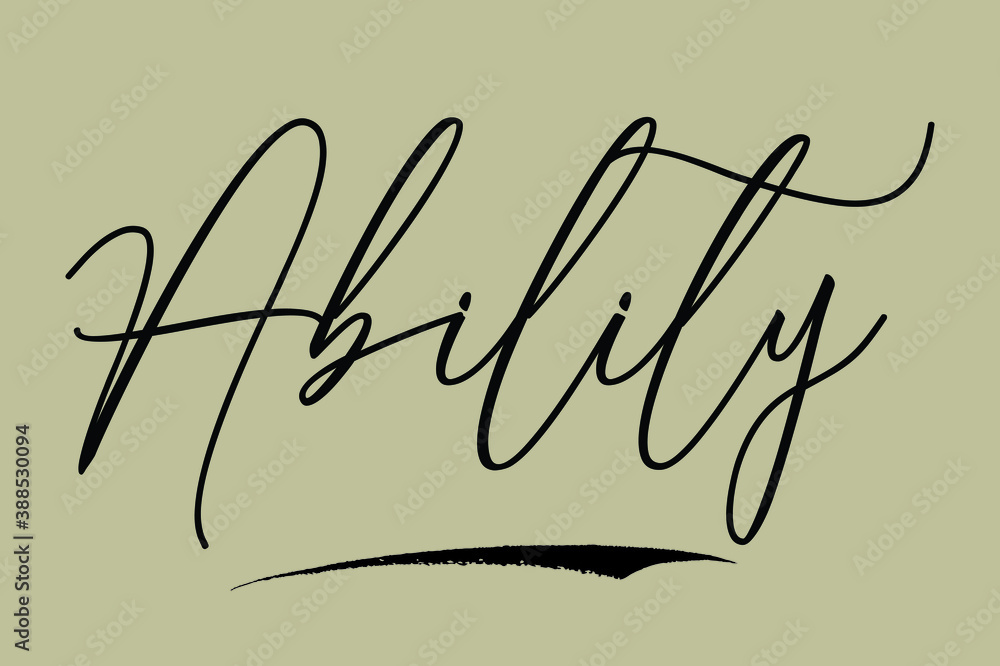 Obraz premium Ability Cursive Calligraphy White Color Text On Light Yellow Background