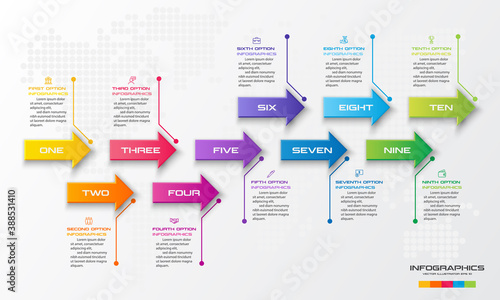 10 steps arrow infographic element,Business concept,Vector illustration.