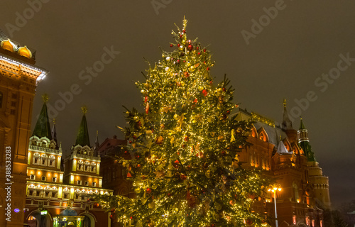 Big Christmas tree in Moscow downtown.