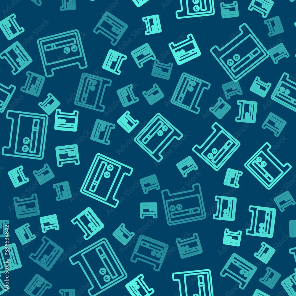 Green line Guitar amplifier icon isolated seamless pattern on blue background. Musical instrument. Vector. Green line Guitar amplifier icon isolated seamless pattern on blue background. Musical instrument. Vector.