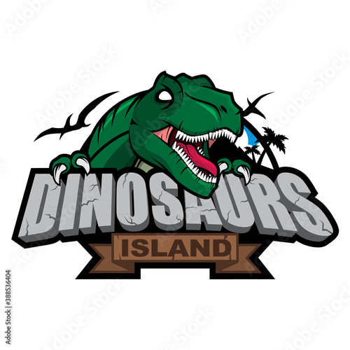 Vector logo, badge, symbol, icon template design with Tyranosaurus Rex Theme

