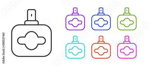 Black line Perfume icon isolated on white background. Set icons colorful. Vector.