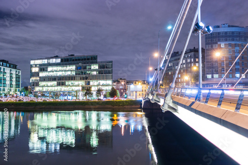 Business District Landscape Bridge and Office Building corporate  modern reflection traffic