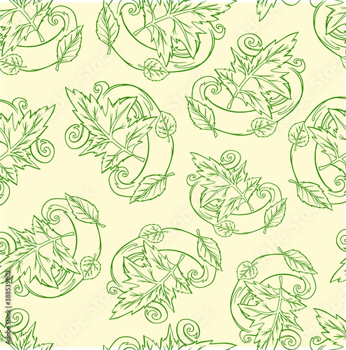 pattern seamless leaves in the wind fly illustration autumn outline vector stroke doodle sketch picturephone postcard print wallpaper textile