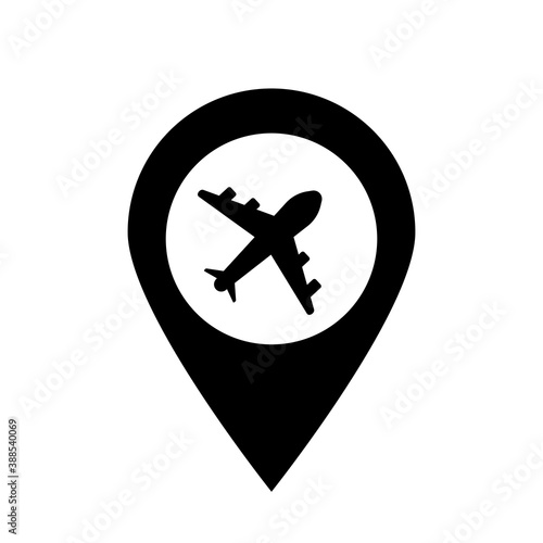Pinpoint of airport icon in trendy flat style isolated on white background.