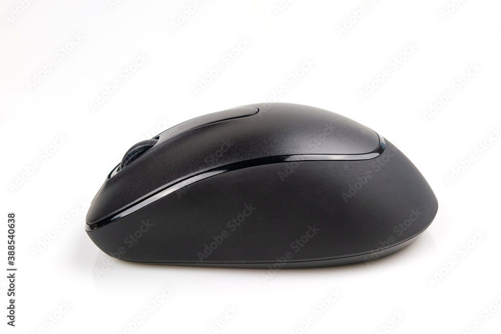 Black wireless mouse isolated on white background. Black wireless mouse isolated on white background.